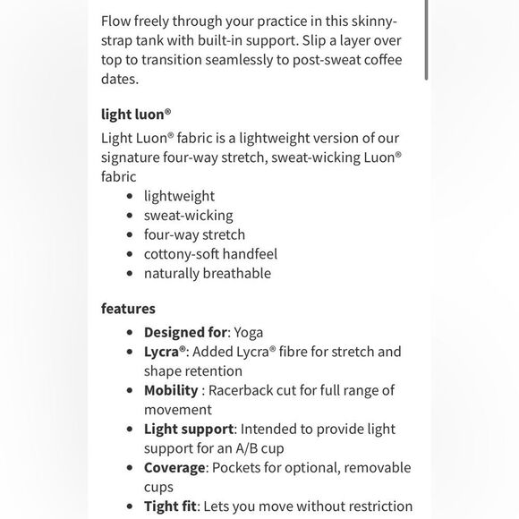 Lululemon Power Pose Tank Light Support For A/B Cup Jasmine White Multi /Alpine - Picture 7 of 14